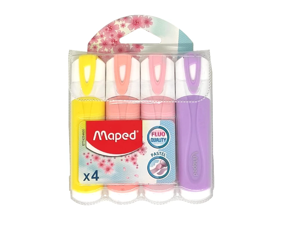 סט 4 טושים מדגישים בצבעי פסטל