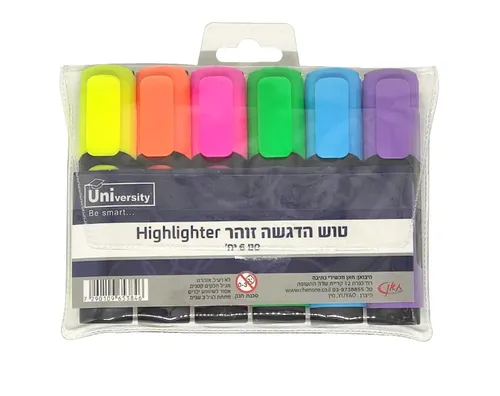 סט 6 טושים מדגישים בצבעים זוהרים