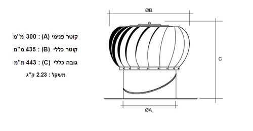 וונטה לגג ( מכנית ) גדולה ! 12 אינצ' ! ( לא 10 אינצ' )