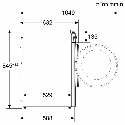 מכונת כביסה 9 ק”ג 1400 סל”ד Siemens סימנס WG44A1X9IL iQ500