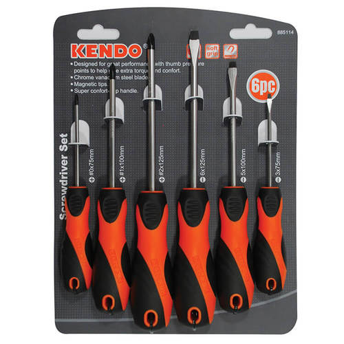 סט 6 מברגים מגנטים מקצועיים Kendo 885114