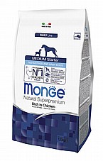 MONGE מונג 1.5 ק"ג מזון יבש לכלבים גורים/כלבות מניקות מגזע בינוני בטעם עוף (מדיום סטרטר)