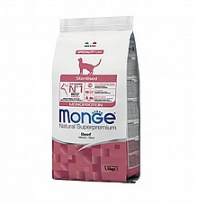 MONGE מונג 1.5 ק"ג מזון יבש לחתולים מסורסים/מעוקרים בטעם בקר (סטרלייז)