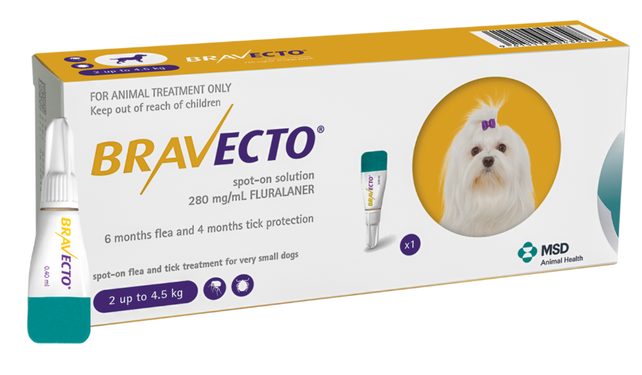 ברבקטו אמפולה נגד פרעושים וקרציות 2-4.5 BRAVECTO