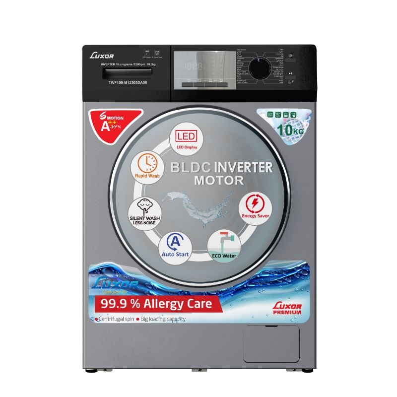 מכונת כביסה 10 ק"ג פתח קדמי TWF100-M12303DA05 LUXOR INVERTER צבע כסוף