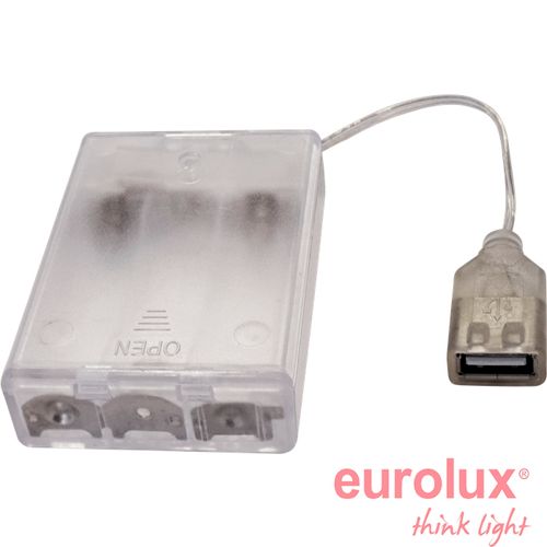 מארז סוללות 3xAA ושקע לסדרת LED-STRING -USB יורולוקס 
