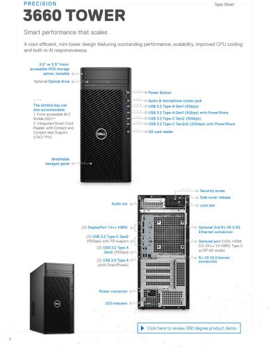 מחשב נייח Intel Core i9 Dell Precision T3660 T3660-9750 דל