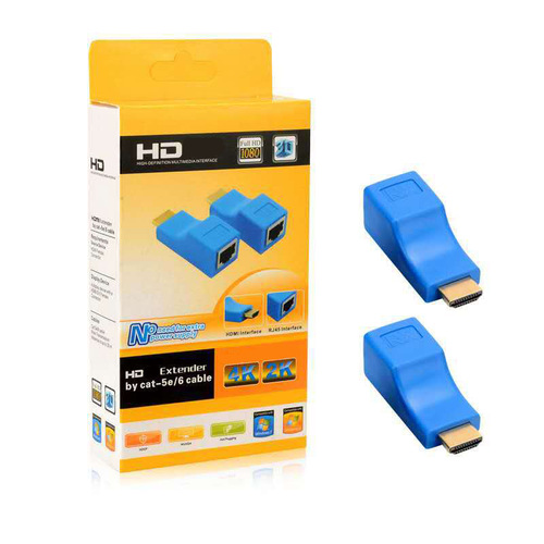 זוג מאריכי HDMI בחיבור כבל רשת