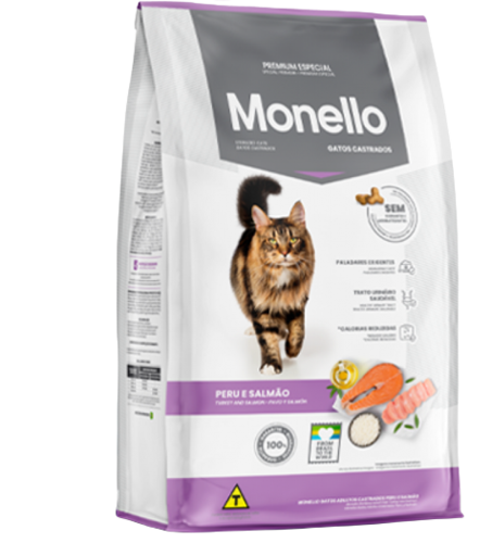 מונלו Monello אוכל פרימיום לחתולים מעוקרים סטרלייז בטעם הודו וסלמון - 10.1 ק