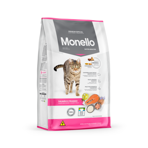 מונלו Monello אוכל פרימיום לחתולים בוגרים בטעם עוף וסלמון - 10.1 ק