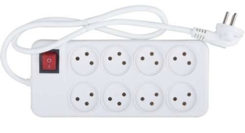 רב שקע ל8 שקעים+ כבל 1 מטר +מפסק.