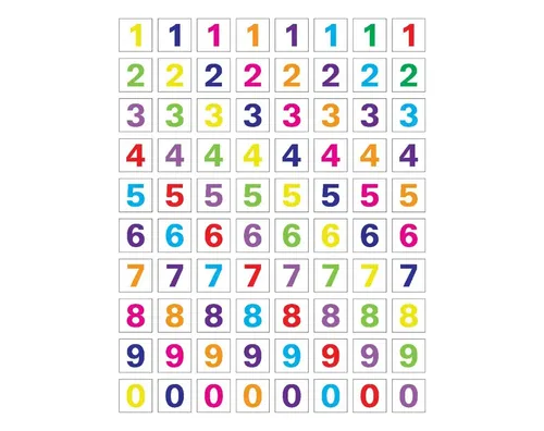 מדבקות מספרים צבעוניים שקופות מרובעות - דגם 1542