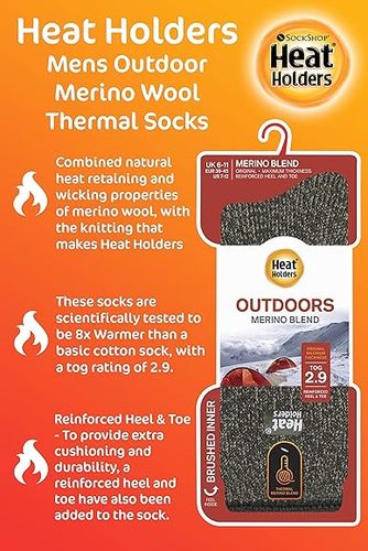 גרביים תרמיות צמר מרינו לקור וגברים HEAT HOLDERS MERINO BLEND