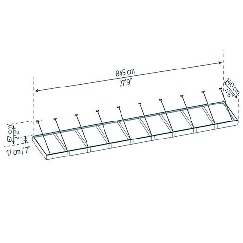גגון Sophia XL אפור שקוף 1.4x8.5