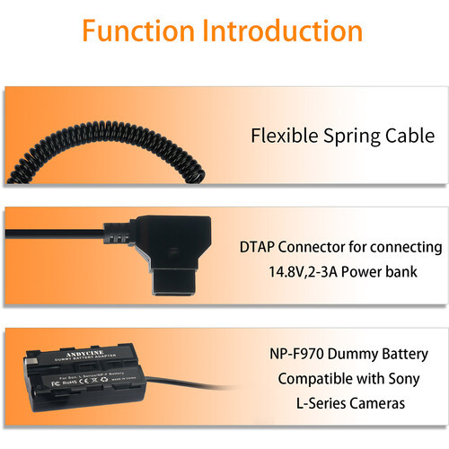 ANDYCINE Sony F970 to D-Tap Dummy Battery סוללת דמה