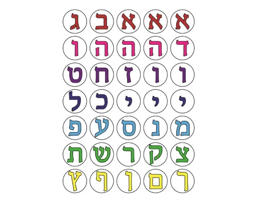 מדבקות אותיות דפוס צבעוניות בצורת עיגול שקוף - דגם 1258