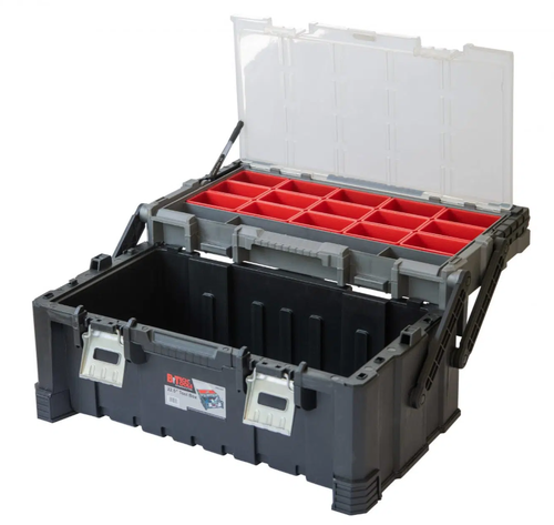 ארגז כלים פוליקרבונט משולב אורגינזר- 15 תאים נשלפים b-techtools 0501457