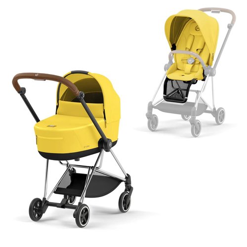 עגלת סייבקס מיוס 3 Mios שלד כסוף ידית בצבע חום עם ריפוד במגוון צבעים