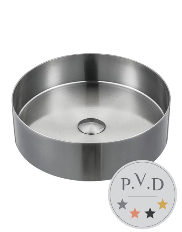 PAPPOS כיור נירוסטה עגול מונח PVD 11x38x38 כולל UP P (מקט 51200)