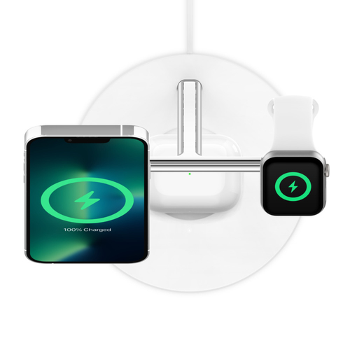 משטח טעינה אלחוטי 3-ב-1 עם MagSafe 15W דגם WIZ017 – מבית Belkin