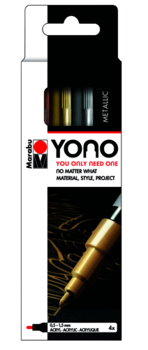 מרבו סט YONO מרקר אקרילי 4 צבעים מטאליים 0.5-1.5
