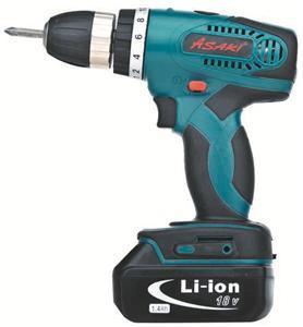 מברגה 18V ליתיום  כולל 2 סוללות ומטען במזוודה ASAKI