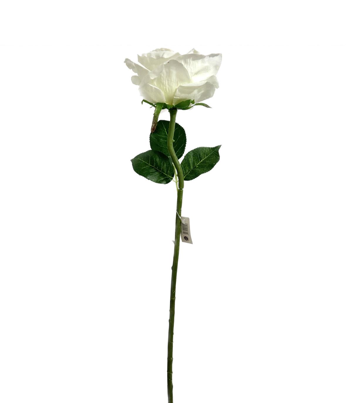 ענף ורד קטיפה פתוח ק.14ס"מ ג.65ס"מ לבן 