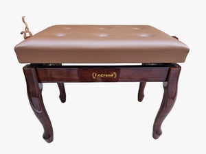 כסא פסנתר מתכוונן עם רגליים מהודרות בצבע חום וולנט מבריק עם מושב דמוי עור בצבע חום כהה PB25 מבית Legrand