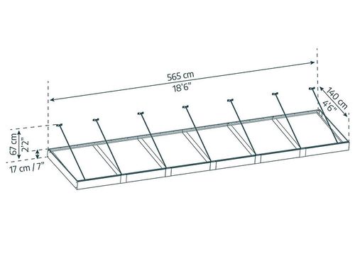 גגון Sophia XL אפור שקוף 1.4x5.7 מק