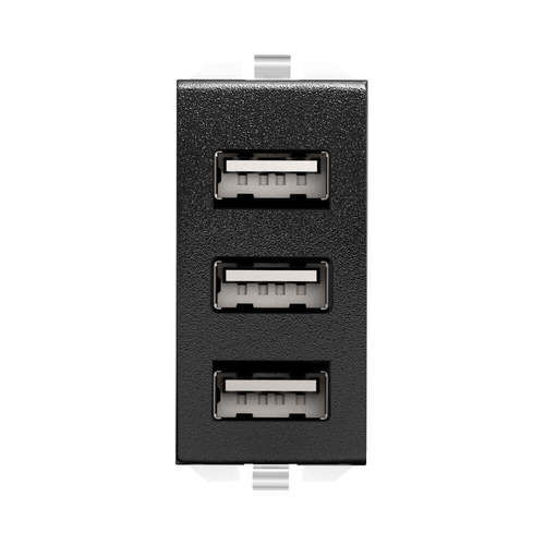 שקע מטען USB טריפל ניסקו סוויץ שחור מט 3.1A 3*USB 