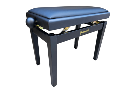 כסא פסנתר מתכוונן PB-18 בצבע שחור מט עם מושב דמוי עור בצבע שחור מבית Legrand