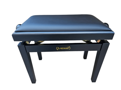 כסא פסנתר מתכוונן PB-18 בצבע שחור מט עם מושב דמוי עור בצבע שחור מבית Legrand