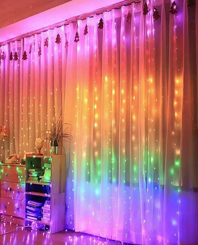 וילון אורות צבעוני RGB