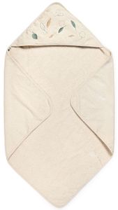 מגבת לתינוק עם כובע 100% כותנה - עלים רקום בז