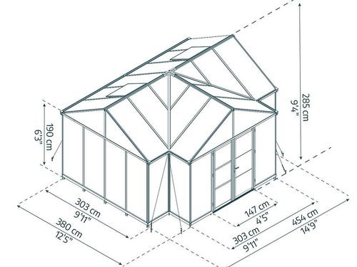חממת לייף סטייל 4.5x3.8 Triomphe -צבע שחור מק