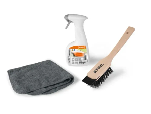 ערכת STIHL Care & Clean מכילה את כל הרכיבים הנדרשים לניקוי וטיפול