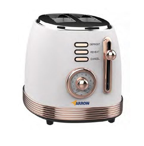 מצנם 2 פרוסות רטרו לבן 850W חימום והפשרה