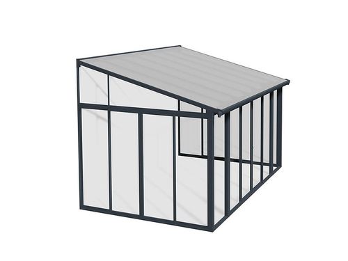 פרגולה אלומיניום סגורה SanRemo אפורה 3x4.4 עם קירוי שקוף מק