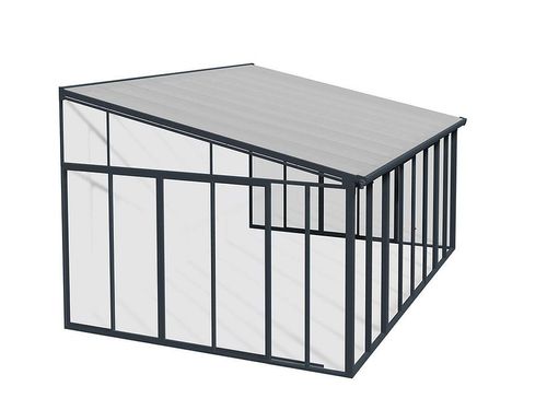 פרגולה אלומיניום סגורה SanRemo אפורה 3.9x4.4 עם קירוי שקוף מק