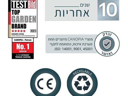 פרגולה אלומיניום סגורה SanRemo אפורה 3.9x4.4 עם קירוי שקוף מק