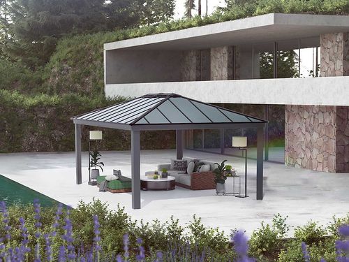 גזיבו לגינה Dallas 6.1x4.3 רחב בצבע אפור מק