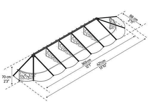 גגון Lily שחור שקוף 0.9x4.2 מק