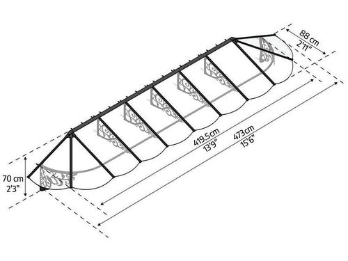 גגון Lily שחור שקוף 0.9x4.7 מק