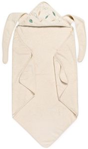 מגבת לתינוק עם כובע וקשירה לצוואר - עלים רקומים