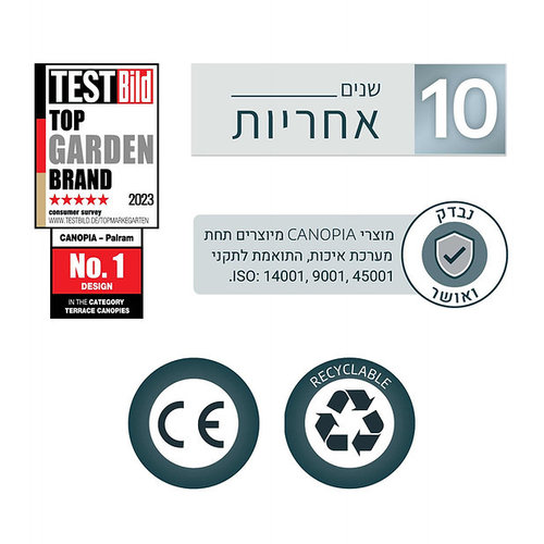 פרגולה אלומיניום Feria לבנה 3x9.7 עם קירוי לבן