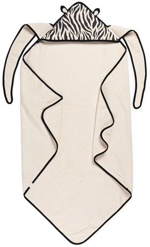 מגבת לתינוק עם כובע וקשירה לצוואר - זברה