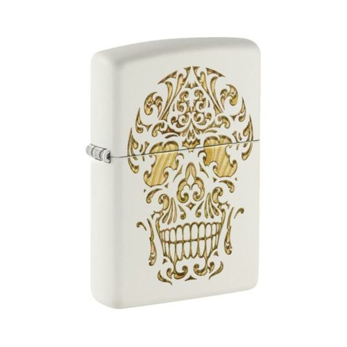 מצית זיפו גולגולת זהב לבן ZIPPO