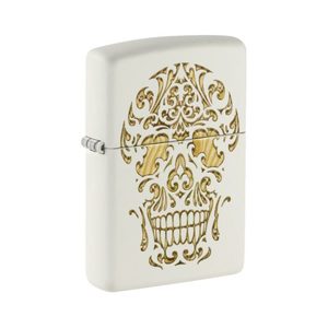 מצית זיפו גולגולת זהב לבן ZIPPO