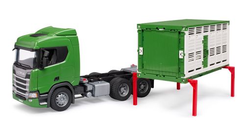 משאית להובלת חיות Scania Super עם נגרר ניתק ובובת פרה
