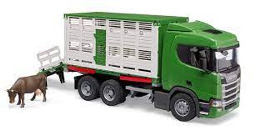 משאית להובלת חיות Scania Super עם נגרר ניתק ובובת פרה